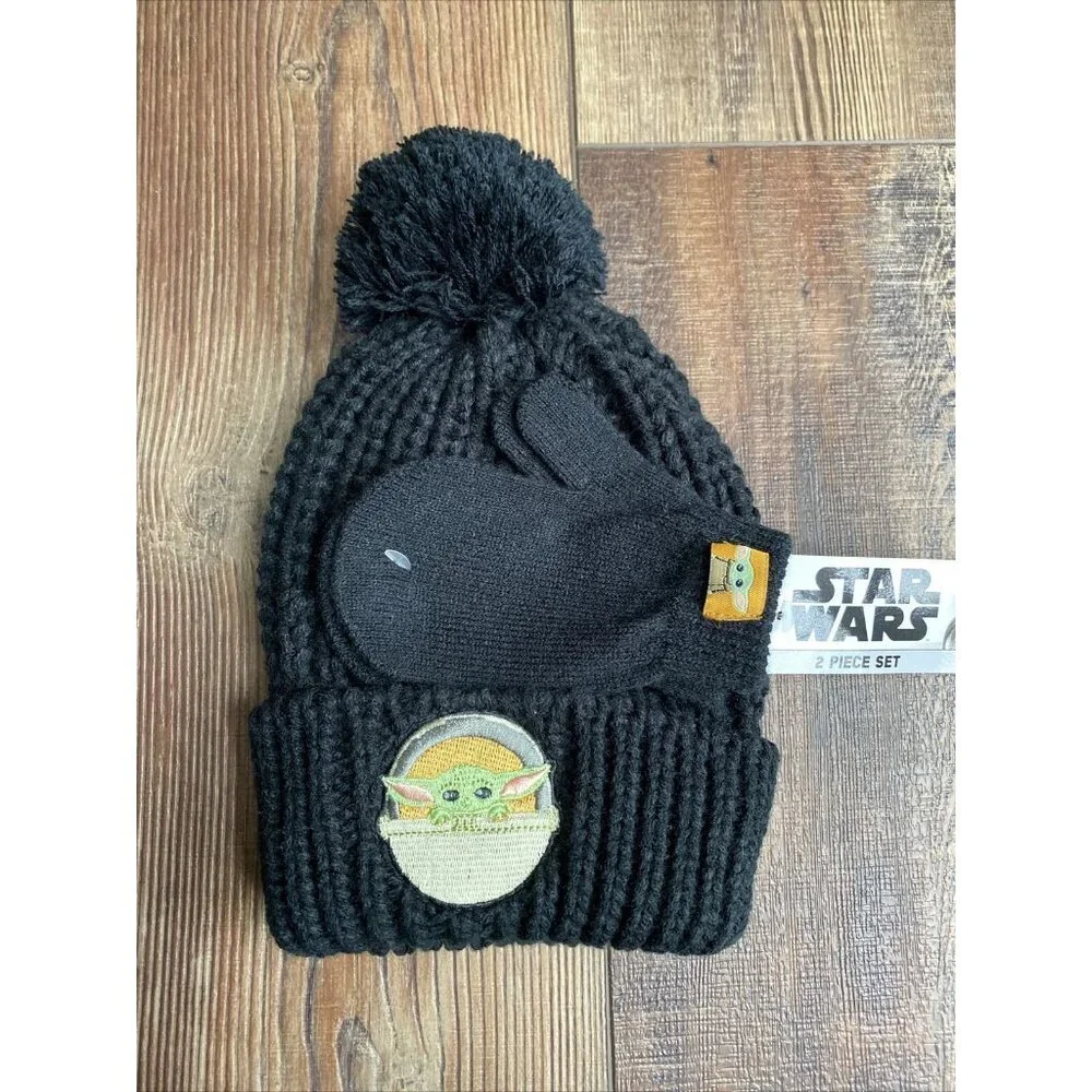 Star Wars Mandalorian Baby Yoda Toddler Beanie Hat Set NWT~ Free Shipping!
